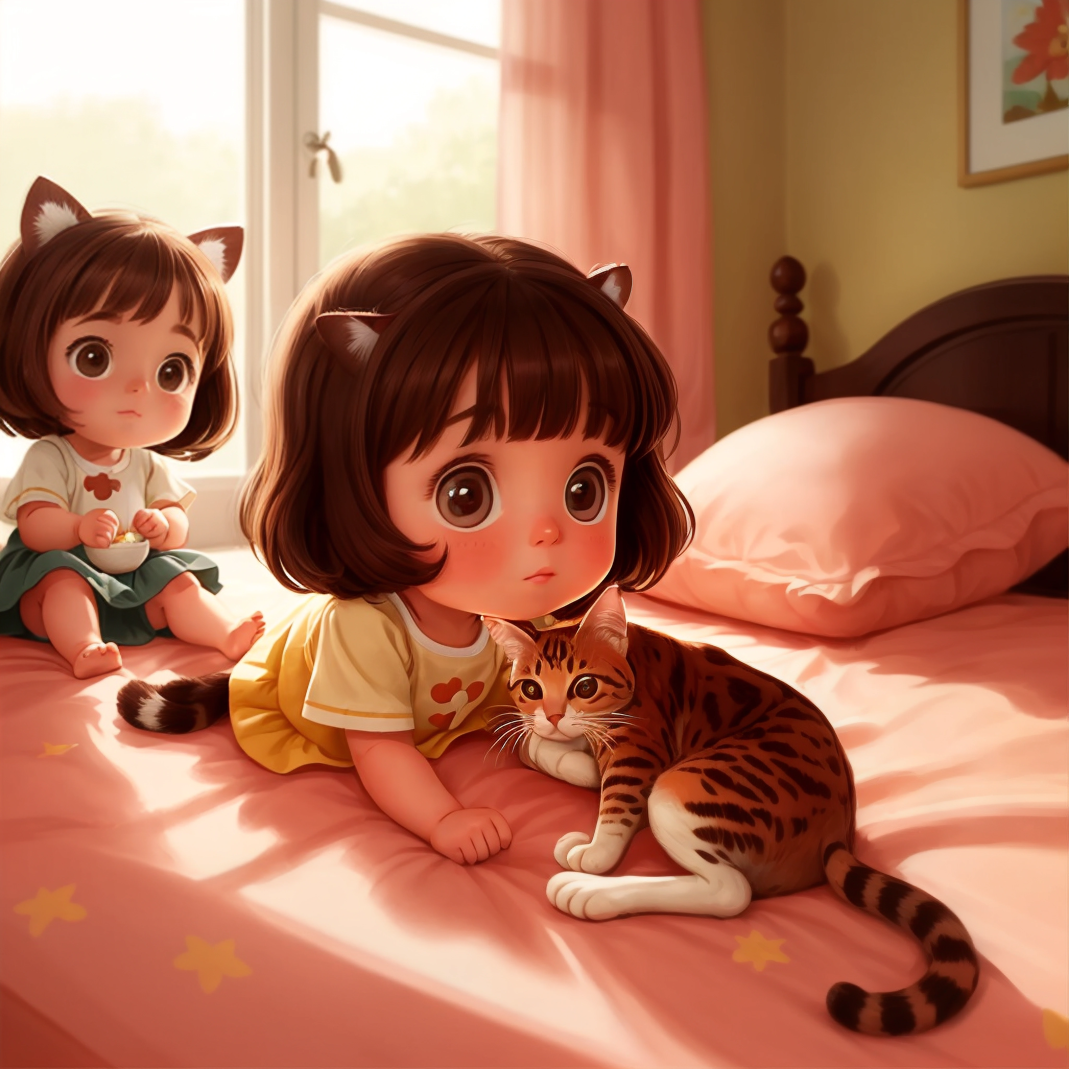 Little Iris and Pulci the cat